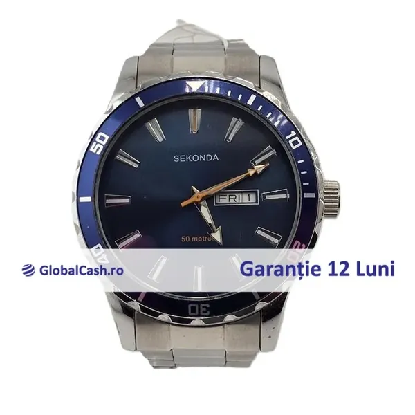 Sekonda Day-Date Blue Dial 1653 oțel stare bun