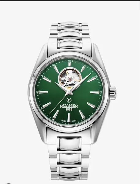 Roamer Searock Master Open Heart Green oțel stare bun