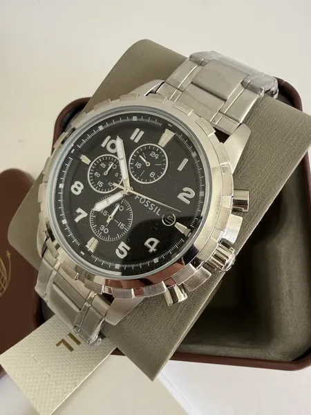 Fossil Dean Steel Black Dial oțel stare nou