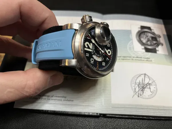 Graham Swordfish Grillo Alarm GMT No. 020 oțel stare bun
