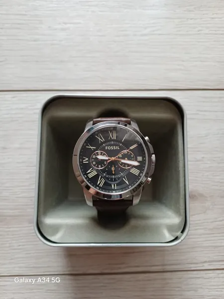 Fossil Grant Chronograph Blue oțel stare excelent