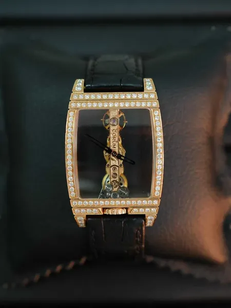 Corum Golden Bridge Rose Gold Diamonds aur stare bun