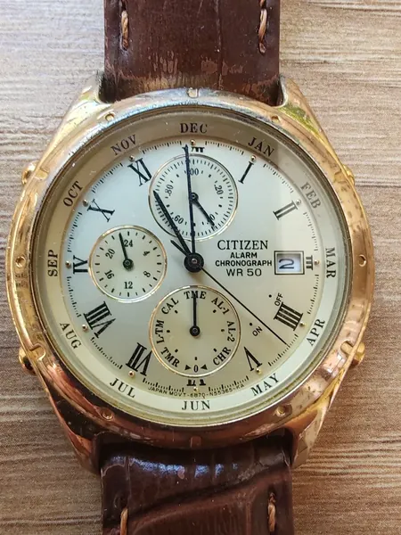 Citizen Chronograph Alarm Chronograph WR50 Gold alt material stare bun