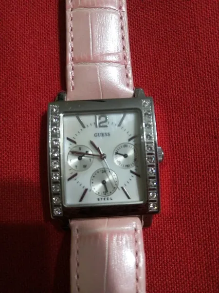 Guess Multifunction Crystal Bezel Pink Leather oțel stare nou