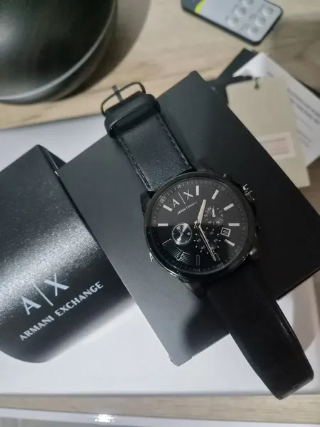 Armani Exchange Chronograph Black alt material stare bun