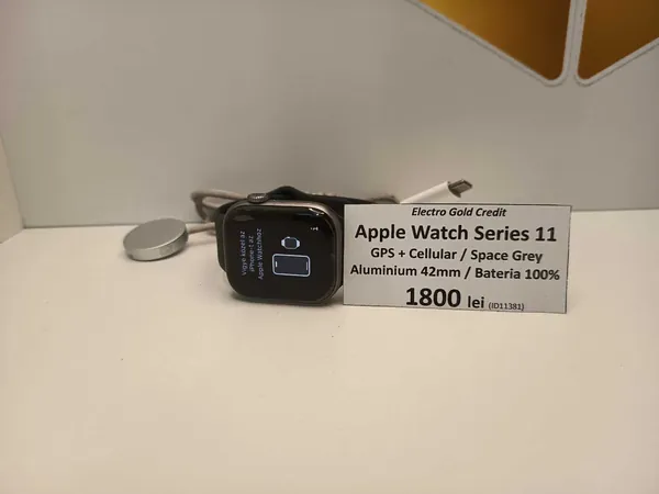 Apple Watch Series 11 42mm Space Grey aluminiu stare bun