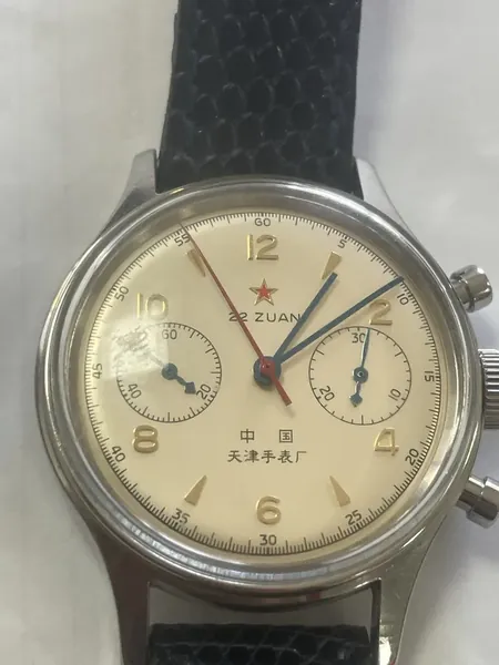 Seagull 1963 Cronograf ST19, cadran crem oțel stare bun