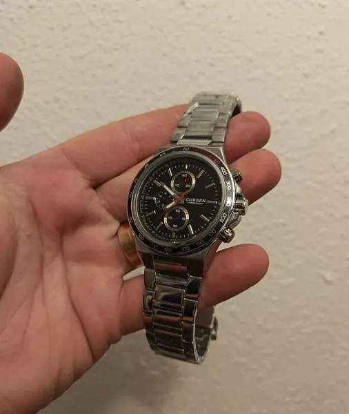 Curren Chronograph Cronograf decorativ, cadran negru oțel stare nou