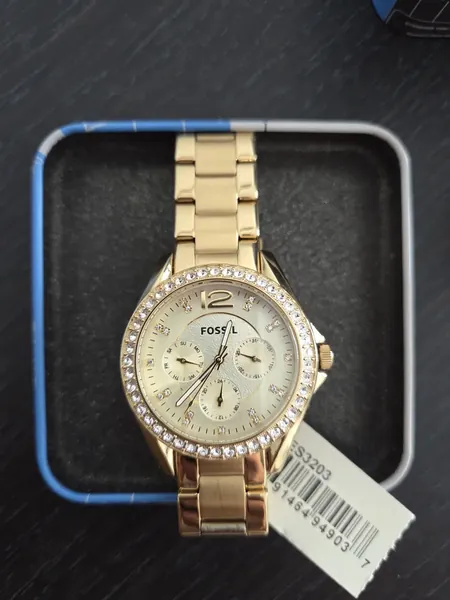 Fossil Riley Auriu, cristale pe bezel ES3203 alt material stare nou