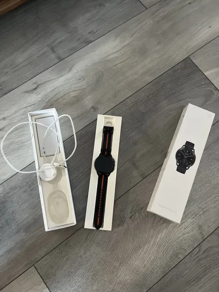Xiaomi Watch S3 Curea silicon neagră cu dungă portocalie oțel stare excelent