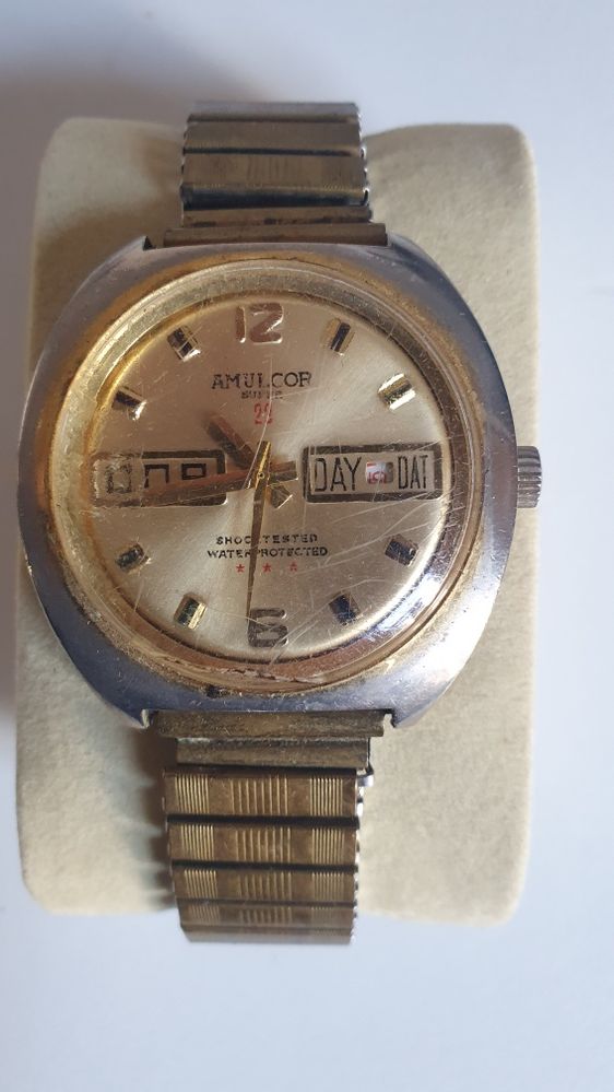 Amulcor Day-Date Vintage 1960s-70s aur stare bun