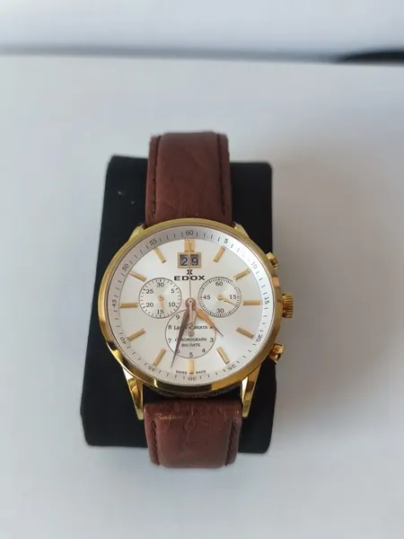 Edox Les Vauberts Chronograph Big Date, auriu alt material stare excelent
