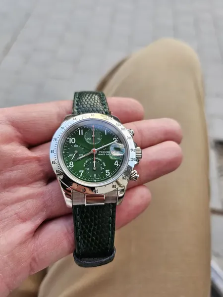 Tudor Prince Oysterdate Chrono Daytona Small Block, cadran verde 79280P oțel stare nou