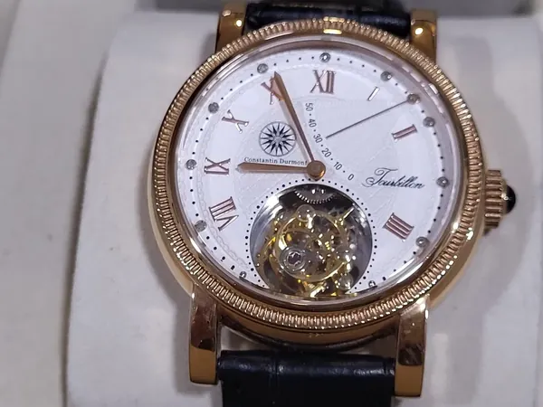 Constantin Durmont Tourbillon Rose gold, cadran alb, rezervă de mers oțel stare excelent