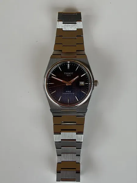 Tissot PRX Powermatic 80, cadran albastru, brățară bicoloră T1374 oțel stare bun