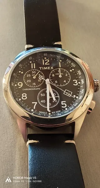 Timex Chronograph Premium, cadran negru, tahimetru T2M552 oțel stare bun