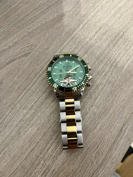 Ailang Automatic Open Heart Green Dial Two-Tone oțel stare bun