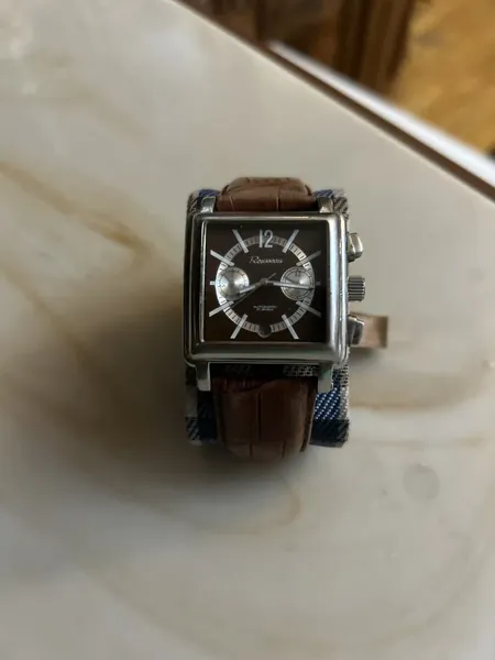 Rousseau Automatic Chronograph Brown Dial Tank oțel stare bun