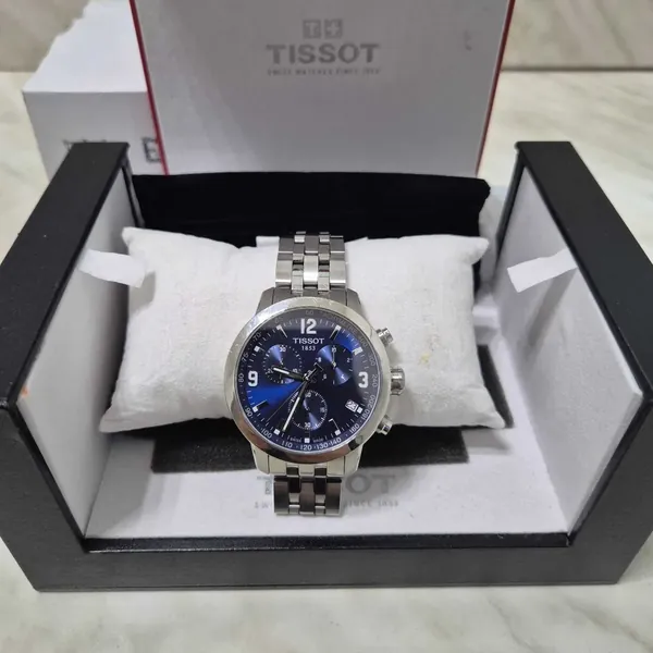 Tissot PRC 200 Chronograph cadran albastru T055417A oțel stare excelent