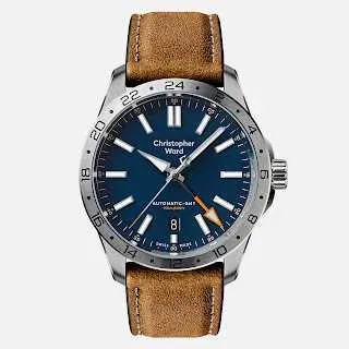 Christopher Ward C63 Sealander GMT Navy Blue oțel stare bun