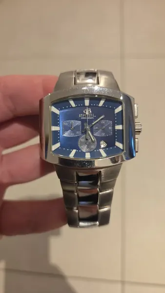 Breil Chronograph Blue Tonneau oțel stare excelent