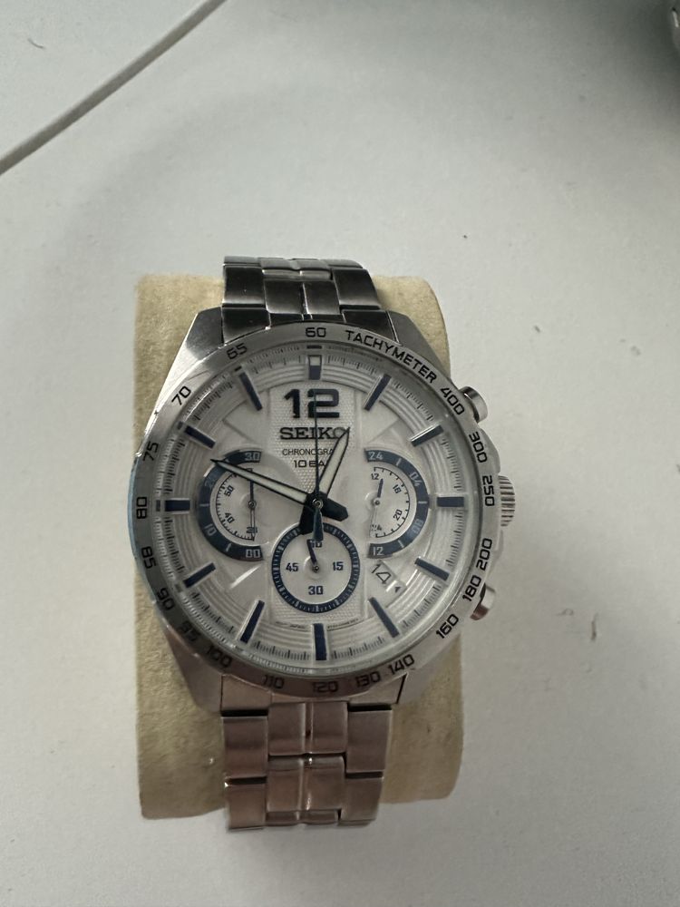 Seiko Chronograph 100M Tachymeter White Dial otel stare bun