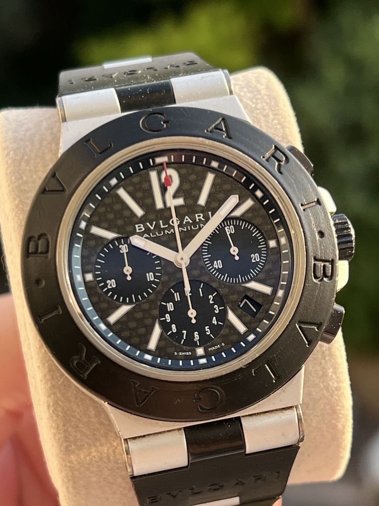 Bvlgari Diagono Aluminium Chronograph Carbon Dial AC 44 TA aluminiu stare bun