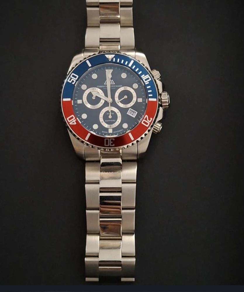Christophe Duchamp Marine Chrono CD8201-03 otel stare nou
